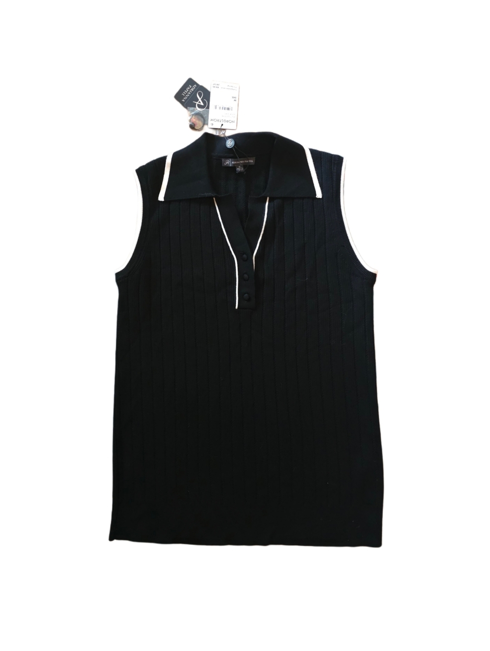 NWT Adiranna Papell Black & White Knit Sleeveless Top - Medium